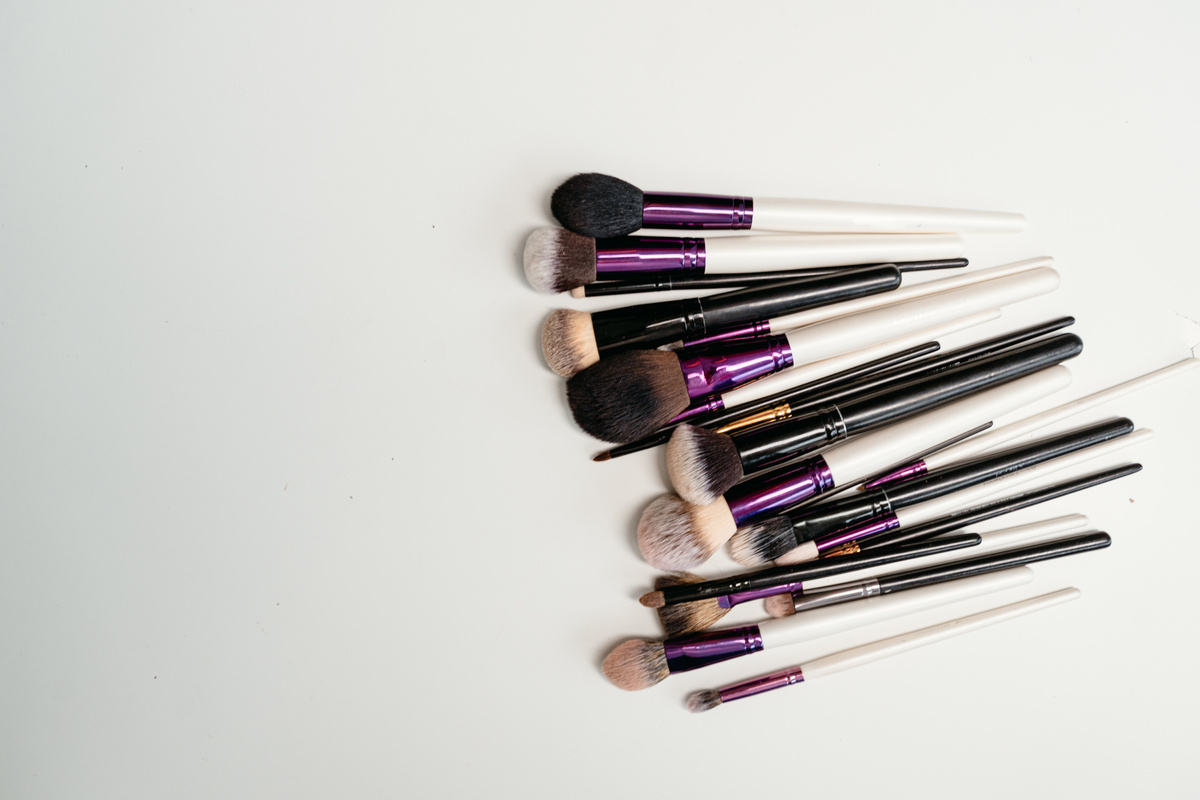 Make-up Brushes on White Surface 